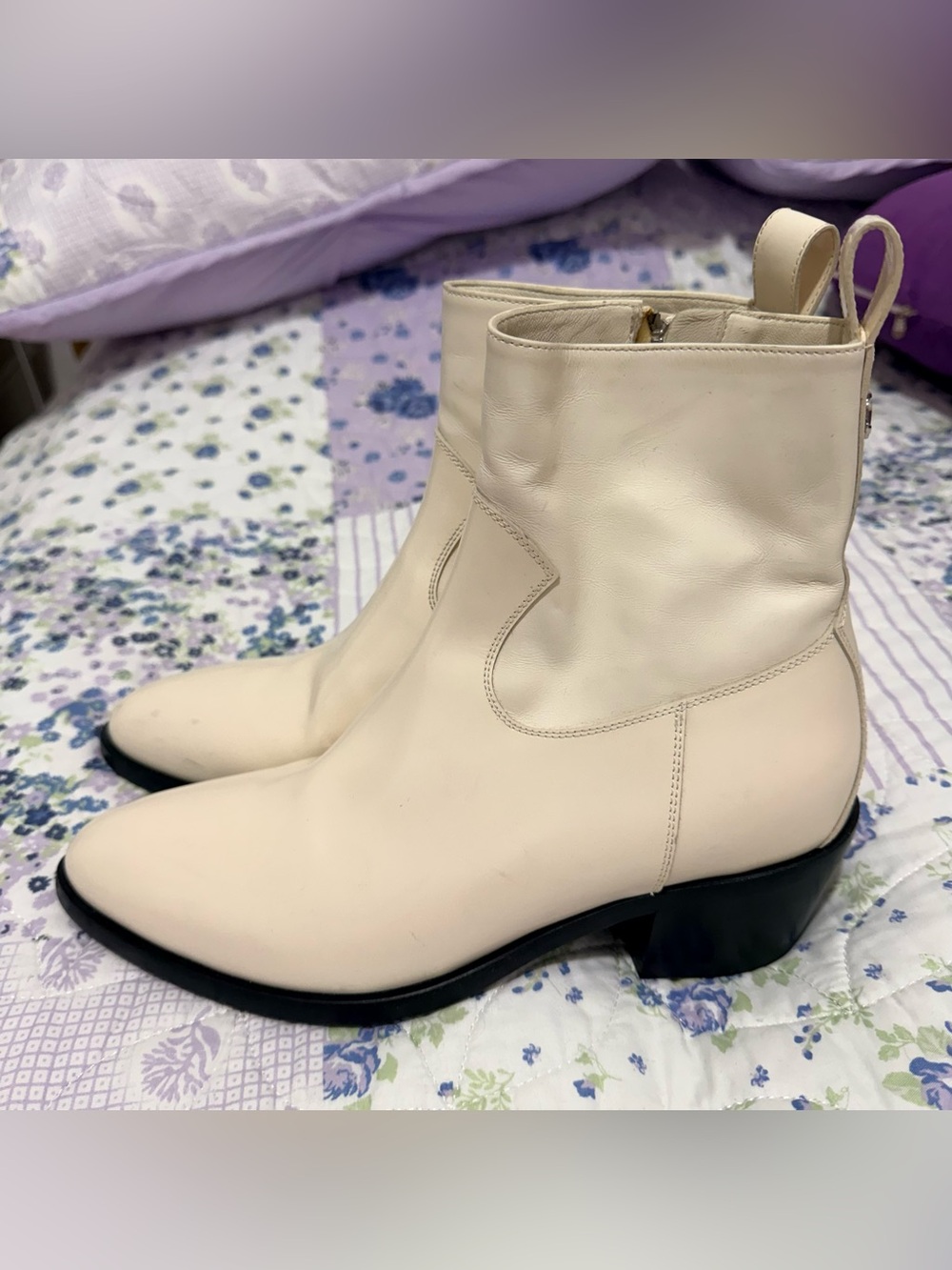 Jimmy Choo Ivory Leather Ankle Boots Size 40.5 NEW Never Worn